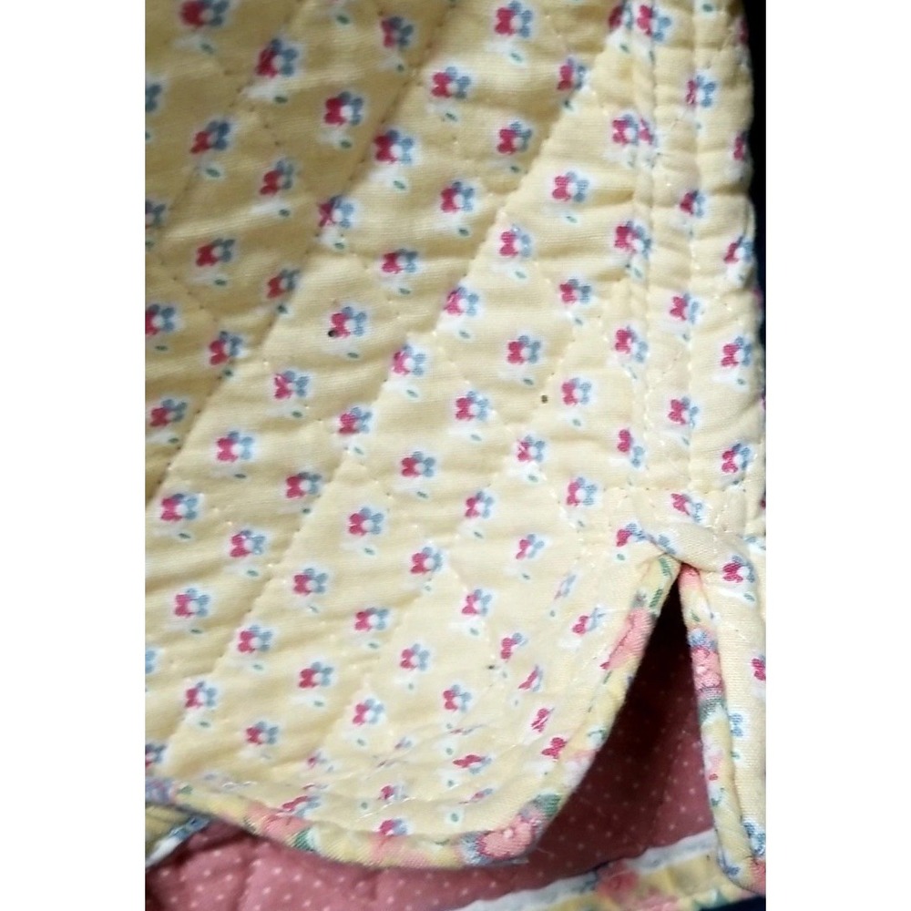 Vera Bradley Vtg Yellow Pink Floral Quilted Vtg L Sz S Blazer Lightweight PTP 19 - Picture 6 of 9